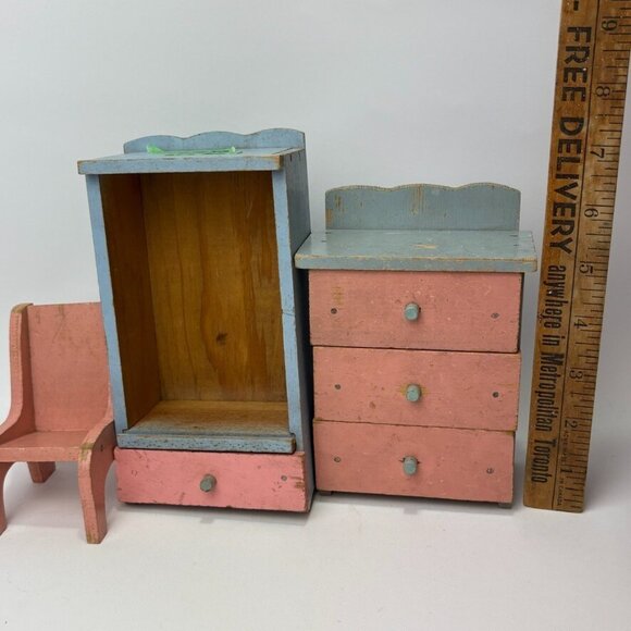 Antique Primitive Handcrafted Wood Dollhouse Furniture Miniature - Picture 7 of 9
